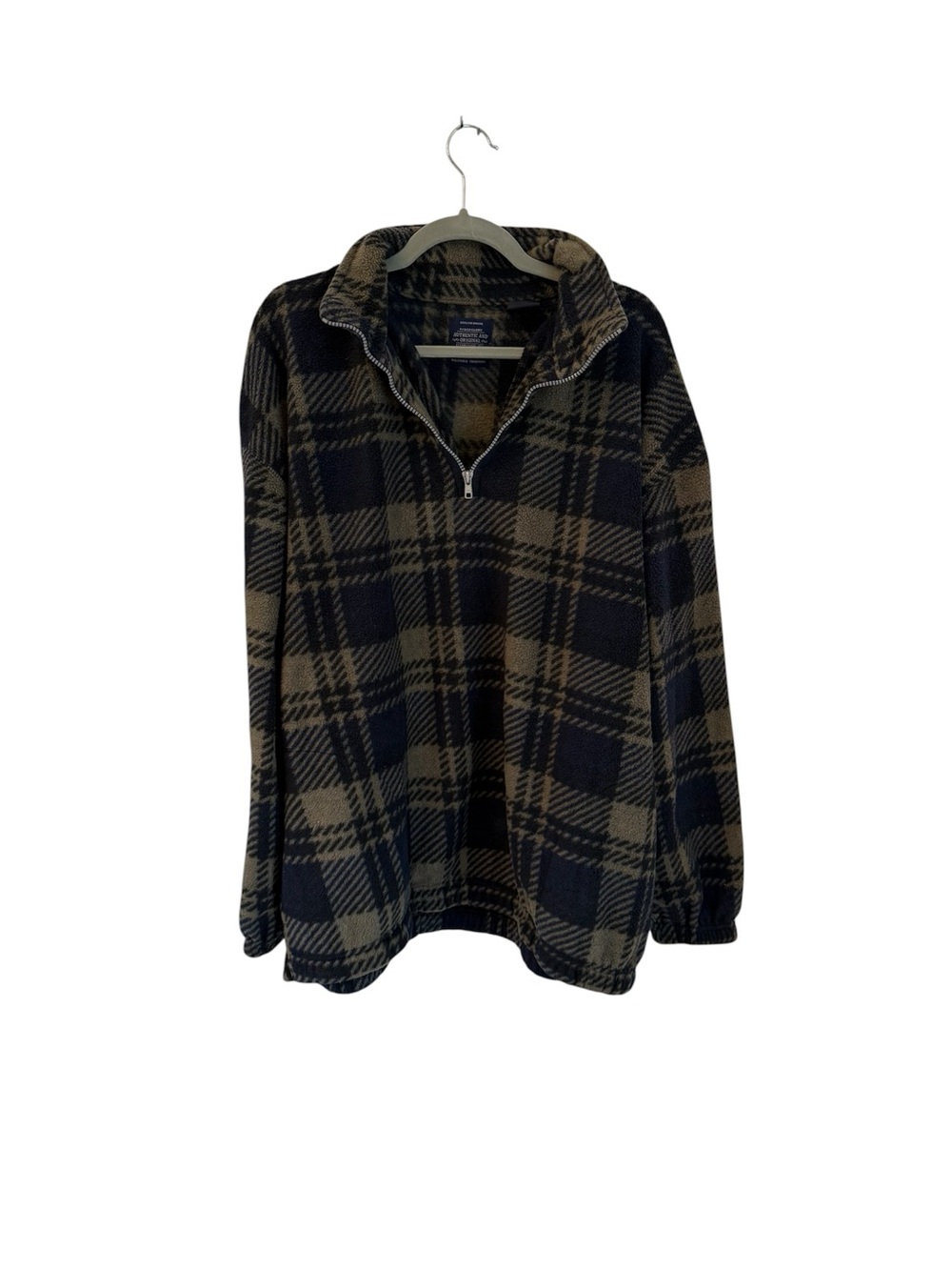 Faded Glory Plaid Quarter-Zip Fleece Pullover